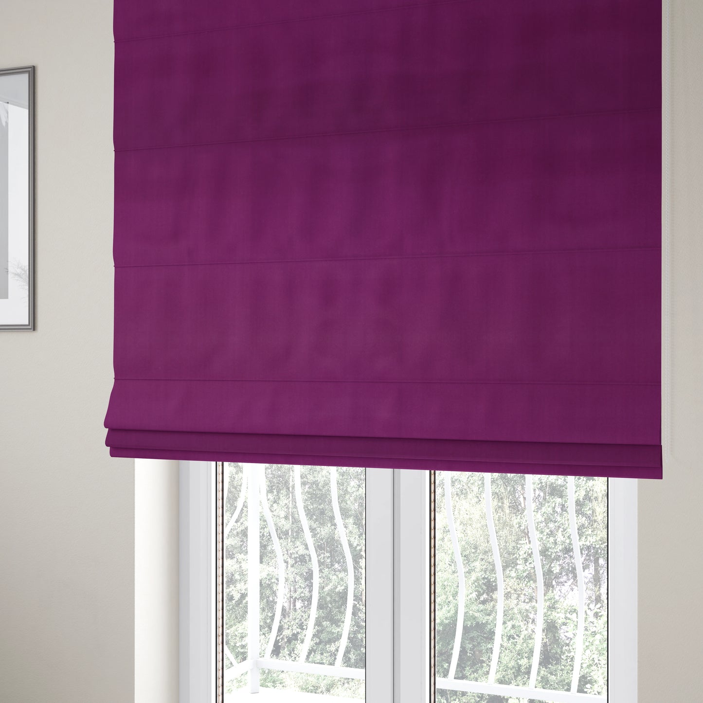 Zouk Plain Durable Velvet Brushed Cotton Effect Upholstery Fabric Violet Purple Colour - Roman Blinds