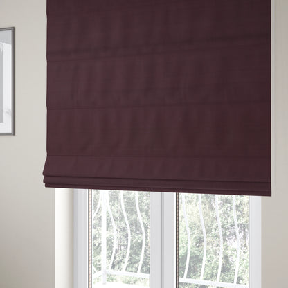 Zouk Plain Durable Velvet Brushed Cotton Effect Upholstery Fabric Eggplant Purple Colour - Roman Blinds