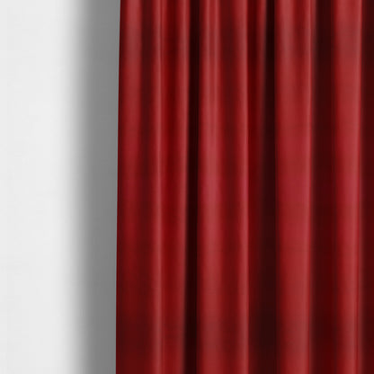 Zouk Plain Durable Velvet Brushed Cotton Effect Upholstery Fabric Scarlet Red Colour - Made To Measure Curtains