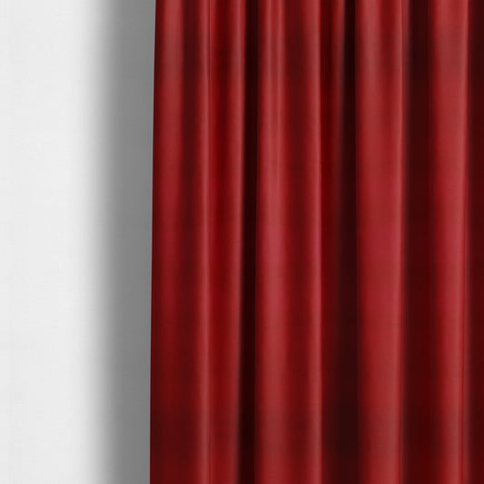 Zouk Plain Durable Velvet Brushed Cotton Effect Upholstery Fabric Scarlet Red Colour - Made To Measure Curtains