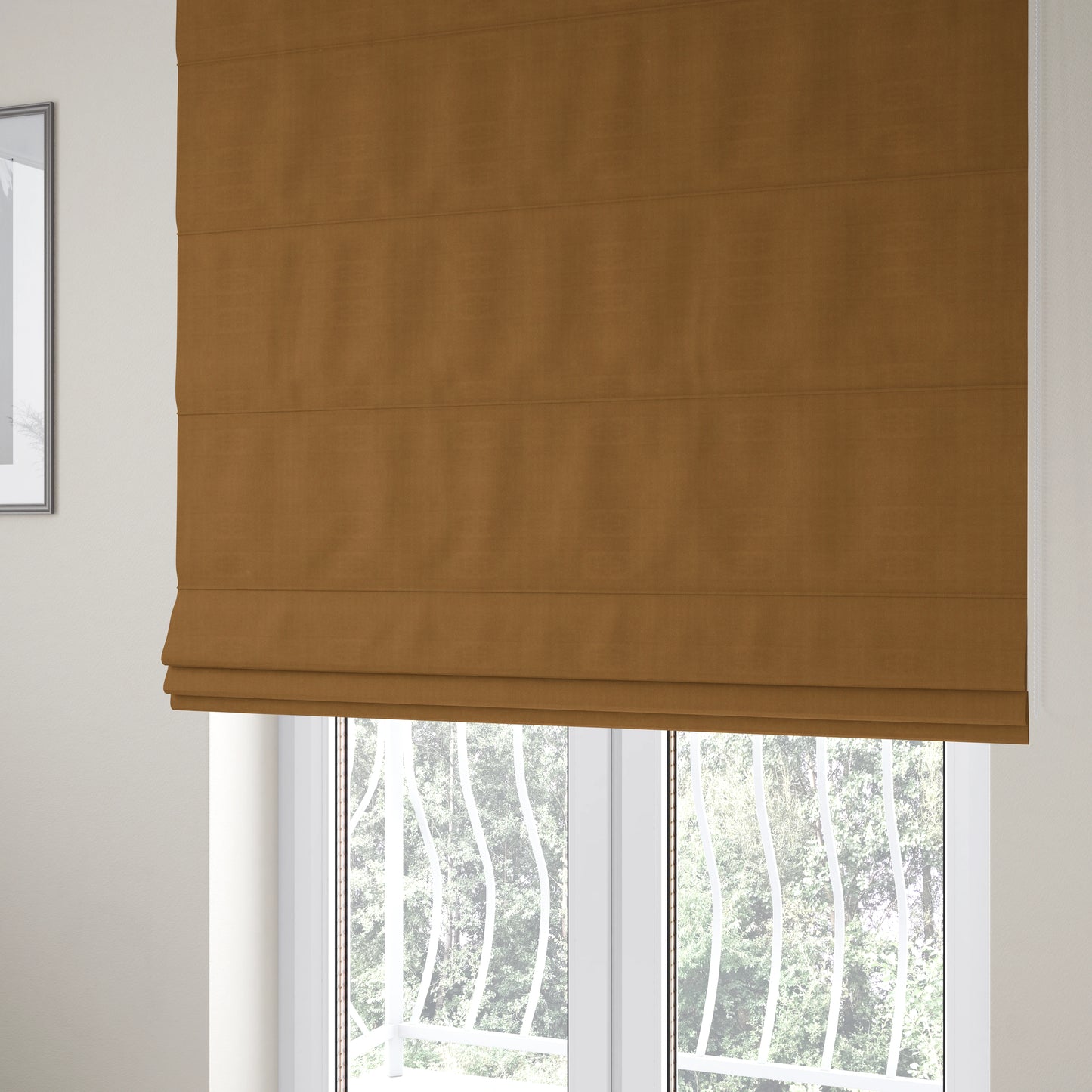 Zouk Plain Durable Velvet Brushed Cotton Effect Upholstery Fabric Tan Brown Colour - Roman Blinds