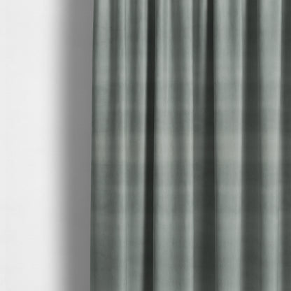 Zouk Plain Durable Velvet Brushed Cotton Effect Upholstery Fabric Flint Silver Colour - Made To Measure Curtains