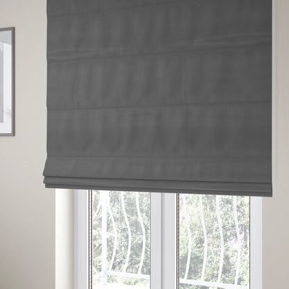 Zouk Plain Durable Velvet Brushed Cotton Effect Upholstery Fabric Anchor Grey Colour - Roman Blinds