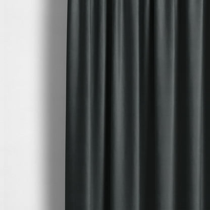 Zouk Plain Durable Velvet Brushed Cotton Effect Upholstery Fabric Charcoal Grey Colour - Made To Measure Curtains