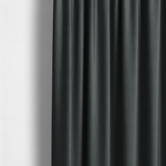 Zouk Plain Durable Velvet Brushed Cotton Effect Upholstery Fabric Charcoal Grey Colour - Made To Measure Curtains