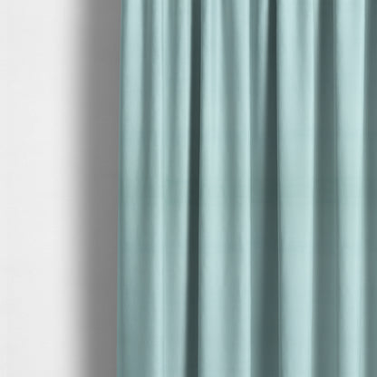 Zouk Plain Durable Velvet Brushed Cotton Effect Upholstery Fabric Sky Blue Colour - Made To Measure Curtains