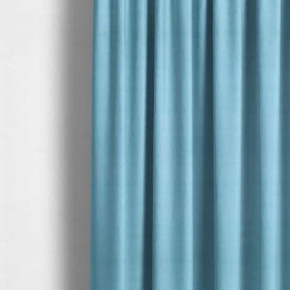 Zouk Plain Durable Velvet Brushed Cotton Effect Upholstery Fabric Olympic Blue Colour - Made To Measure Curtains