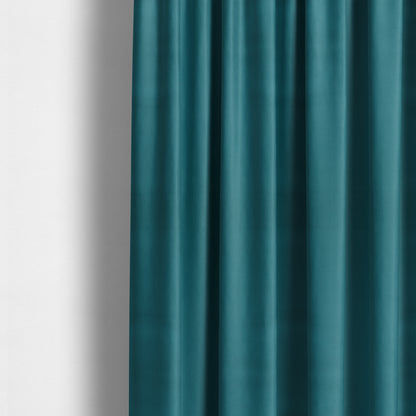 Zouk Plain Durable Velvet Brushed Cotton Effect Upholstery Fabric Azure Blue Colour - Made To Measure Curtains