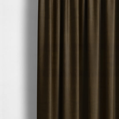 Zouk Plain Durable Velvet Brushed Cotton Effect Upholstery Fabric Cedar Brown Colour - Made To Measure Curtains