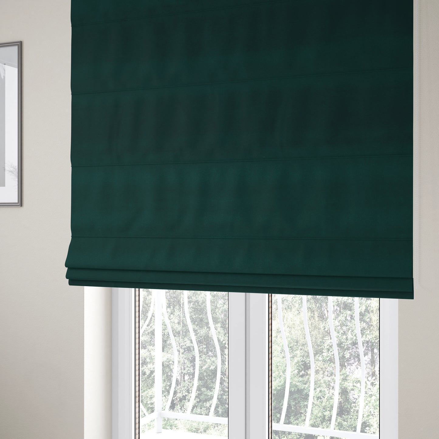 Zouk Plain Durable Velvet Brushed Cotton Effect Upholstery Fabric Peacock Teal Colour - Roman Blinds