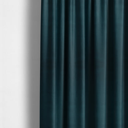 Zouk Plain Durable Velvet Brushed Cotton Effect Upholstery Fabric Denim Blue Colour - Made To Measure Curtains