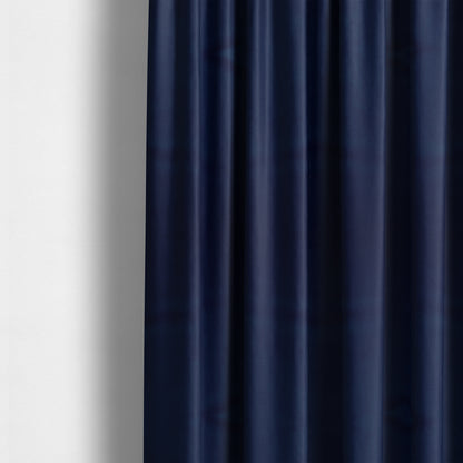 Zouk Plain Durable Velvet Brushed Cotton Effect Upholstery Fabric Indigo Blue Colour - Made To Measure Curtains