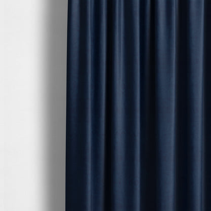 Zouk Plain Durable Velvet Brushed Cotton Effect Upholstery Fabric Navy Blue Colour - Made To Measure Curtains