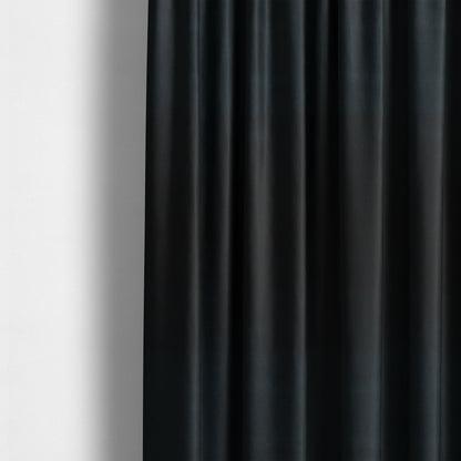 Zouk Plain Durable Velvet Brushed Cotton Effect Upholstery Fabric Jet Black Colour - Made To Measure Curtains