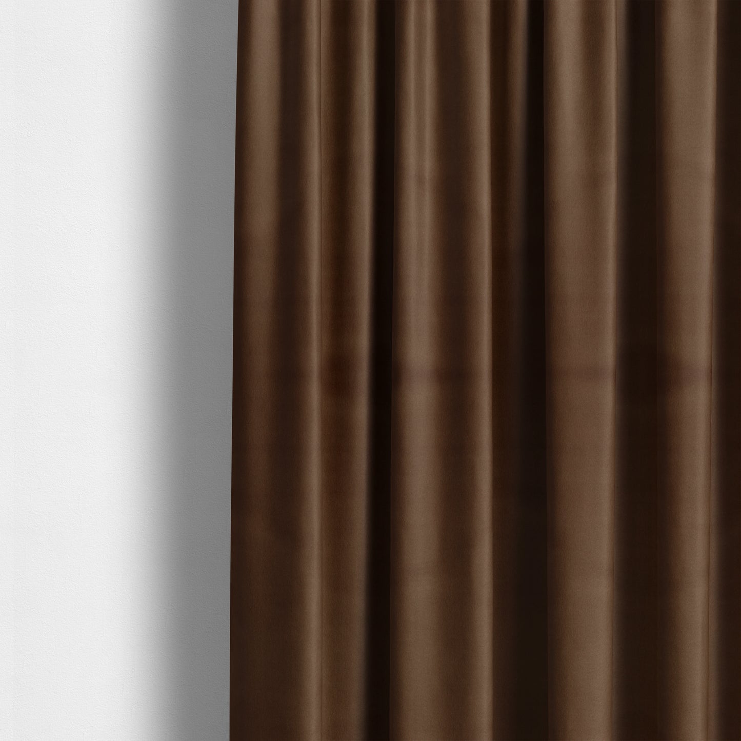 Zouk Plain Durable Velvet Brushed Cotton Effect Upholstery Fabric Cinnamon Brown Colour - Made To Measure Curtains