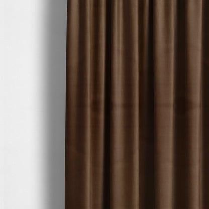 Zouk Plain Durable Velvet Brushed Cotton Effect Upholstery Fabric Cinnamon Brown Colour - Made To Measure Curtains