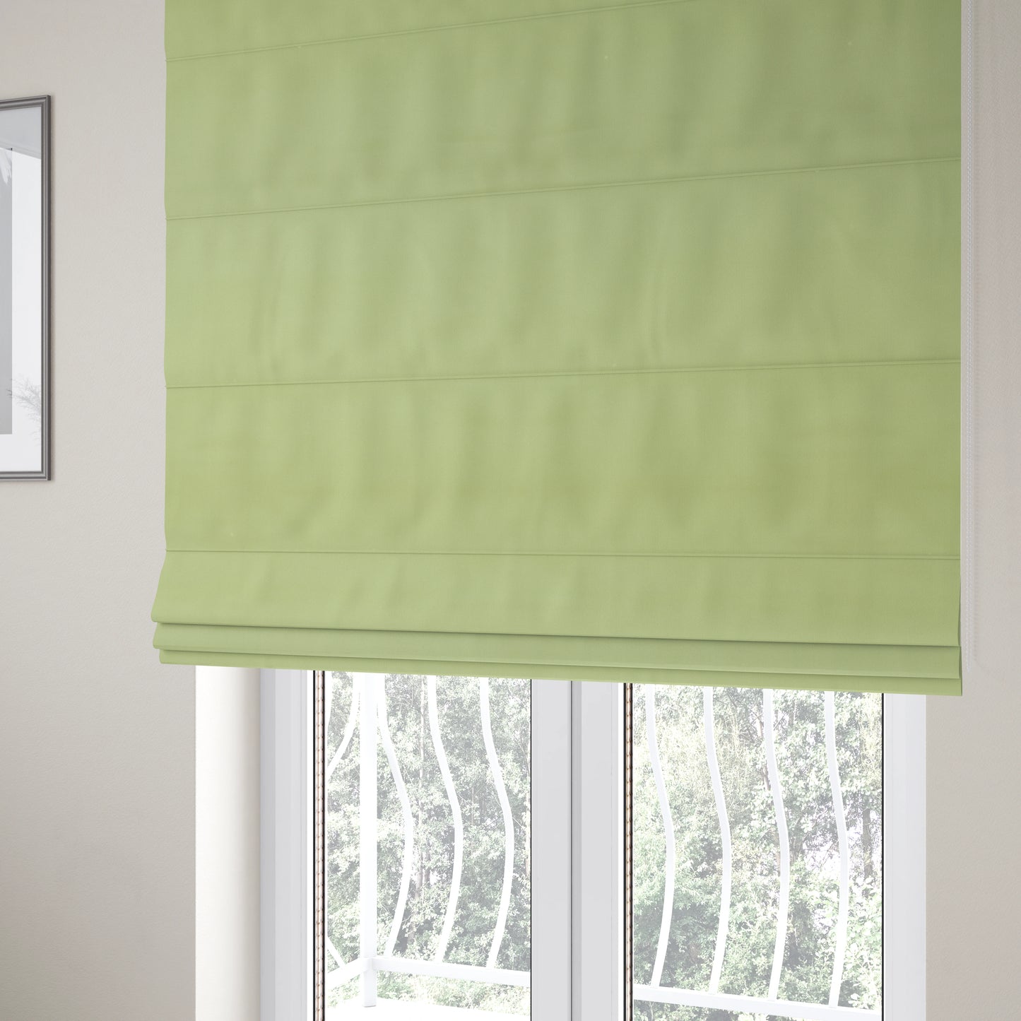 Zouk Plain Durable Velvet Brushed Cotton Effect Upholstery Fabric Mint Green Colour - Roman Blinds