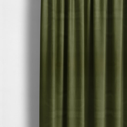 Zouk Plain Durable Velvet Brushed Cotton Effect Upholstery Fabric Juniper Green Colour - Made To Measure Curtains