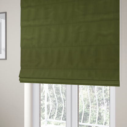 Zouk Plain Durable Velvet Brushed Cotton Effect Upholstery Fabric Juniper Green Colour - Roman Blinds