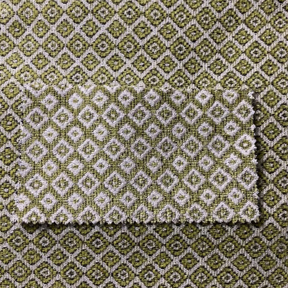 Diamond Geometric Pattern In Green Colour Chenille Upholstery Furnishing Fabric JO-974 - Made To Measure Curtains