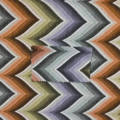 Geometric Colourful Wide Chevron Pattern Fabric Vibrant Colours Chenille Upholstery Fabric JO-08