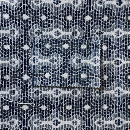 Geometric Pattern Blue Colour Chenille Upholstery Fabric JO-965 - Made To Measure Curtains