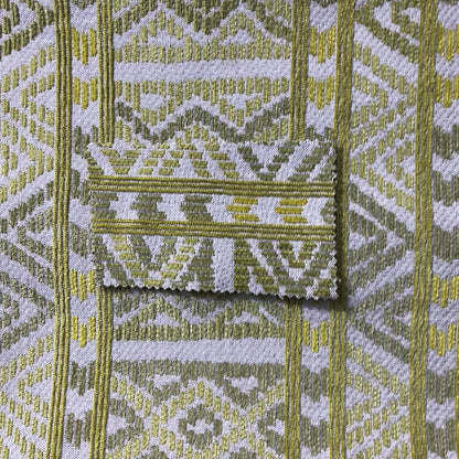 Tribal Aztec Pattern Green Colour Chenille Upholstery Fabric JO-949 - Made To Measure Curtains