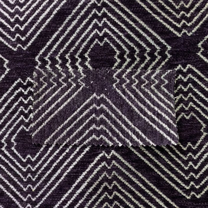 Azima Modern Sharp Geometric Pattern Purple Silver Shine Upholstery Fabric JO-318 - Made To Measure Curtains