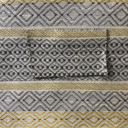 Yellow Grey Coloured Geometric Striped Pattern Furnishing Upholstery Fabric JO-1394