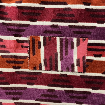 Ziani Designer Stripe Pattern In Vibrant Orange Pink Purple Red Colour Velvet Upholstery Fabric JO-88 - Made To Measure Curtains