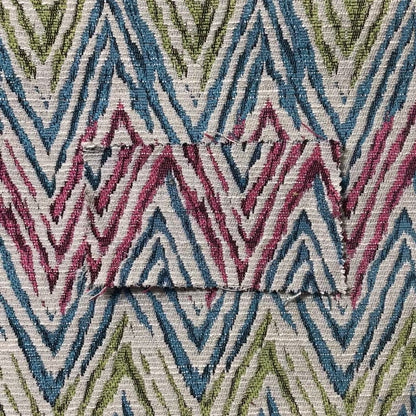 Chevron Striped Inspired Pattern Green Pink Blue Coloured Chenille Upholstery Fabric JO-1416 - Made To Measure Curtains