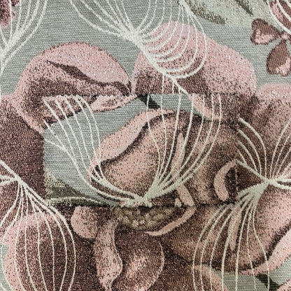 Anna Rose Grey Pink Coloured Floral Inspired Soft Chenille Fabric Material JO-157