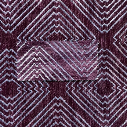 Azima Modern Sharp Geometric Pattern Burgundy Silver Shine Upholstery Fabric JO-324 - Made To Measure Curtains