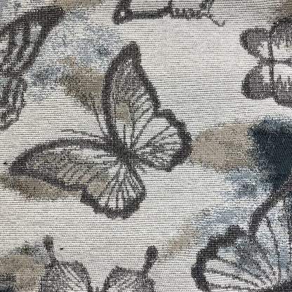 Pieridae Butterfly Pattern In Beige White Blue Colour Woven Soft Chenille Upholstery Fabric JO-69 - Made To Measure Curtains