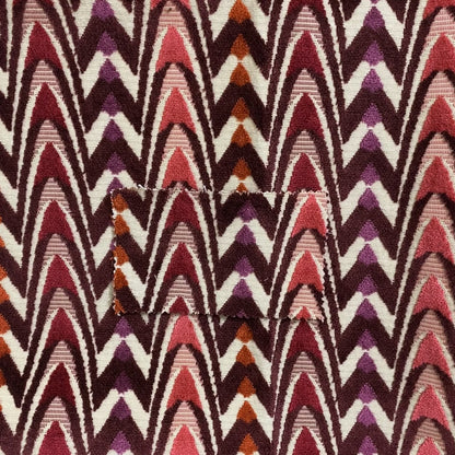 Ziani Designer Curved Pattern In Vibrant Purple Red Pink Orange Colour Velvet Upholstery Fabric JO-117 - Handmade Cushions