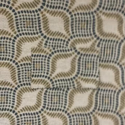 Geometric Yellow Teal Eye Pattern Chenille Upholstery Fabric JO-12