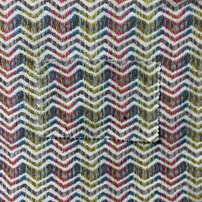 Multicoloured With Grey Main Colour Vertically Striped Chenille Furnishing Fabric JO-1217 - Roman Blinds