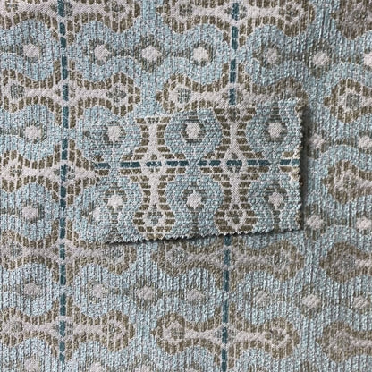 Geometric Pattern Blue Colour Chenille Upholstery Fabric JO-813 - Made To Measure Curtains