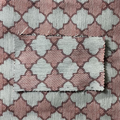 Hexagon Medallion Pattern Pink Cream Colour Chenille Upholstery Fabric JO-1093 - Roman Blinds