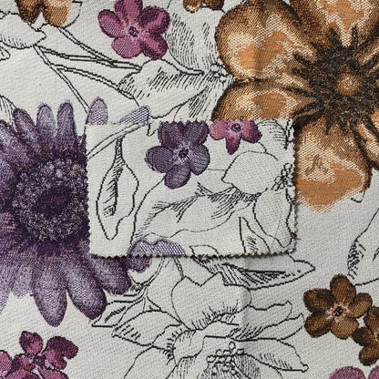 Rhythm Fabrics Collection Floral Pattern Pink Purple Orange Colour Chenille Upholstery Fabric JO-652 - Roman Blinds