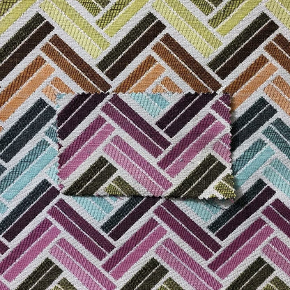 Carnival Living Fabric Collection Multi Colour Chevron Striped Pattern Upholstery Curtains Fabric JO-593 - Made To Measure Curtains