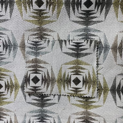 Normandie Geometric Pattern In Yellow Grey Jacquard Upholstery Fabrics JO-474 - Made To Measure Curtains