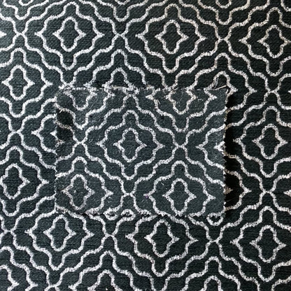 Black Silver Colour Geometric Pattern Furnishing Fabric JO-985 - Made To Measure Curtains