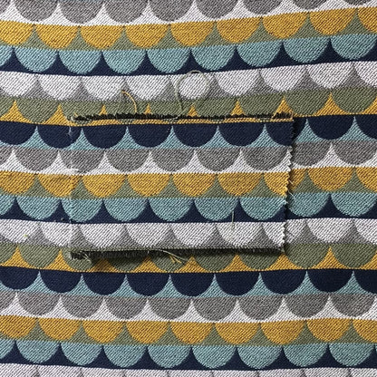 Blue Green Orange White Colour Rounded Horizontal Pattern Chenille Upholstery Fabric JO-1214 - Made To Measure Curtains