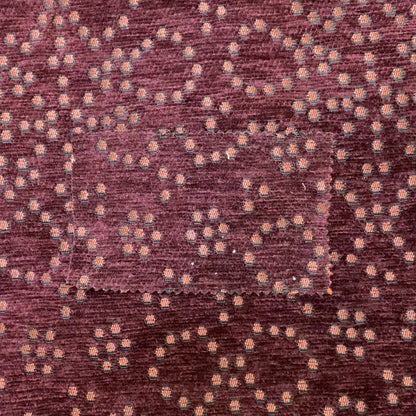 Vegas Wine Plum Shine Effect Geometric Dotted Pattern Soft Chenille Upholstery Fabric JO-128 - Made To Measure Curtains