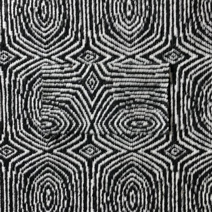 Swirl Geometric Pattern In Black Colour Chenille Upholstery Fabric JO-784 - Made To Measure Curtains