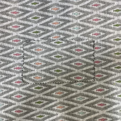 Uzbek Decorative Multi Coloured Diamond Design White Pink Green Peach Colour Soft Chenille Interior Fabric JO-138 - Roman Blinds