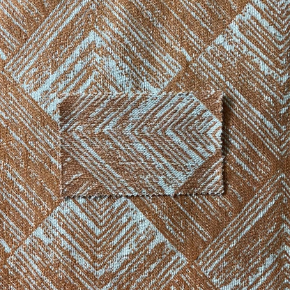 Orange Beige Colour Symmetrical Cubed Pattern Furnishing Upholstery Fabric JO-1223