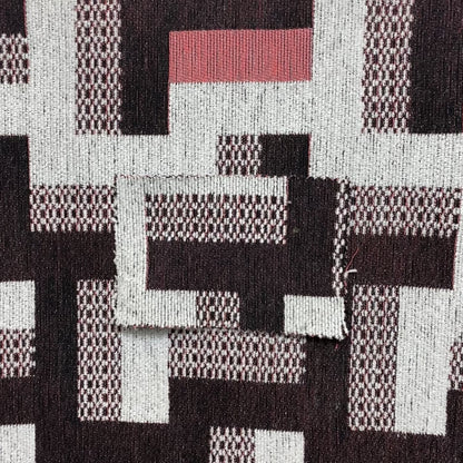 Fantasque Black Pink Geometric Pattern Woven Soft Chenille Upholstery Fabric JO-74 - Roman Blinds