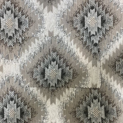 Tribal Aztex Design Fabric In Grey Beige Woven Soft Chenille Furnishing Fabric JO-134 - Made To Measure Curtains